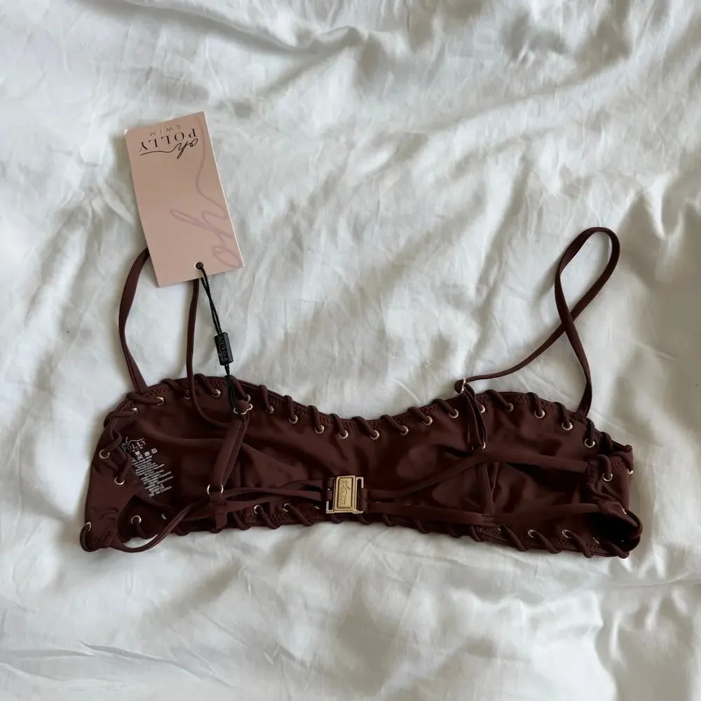 NWT Oh Polly Pasyon Bandeau Bikini Top in Chocolate Brown Size M - Picture 4 of 4